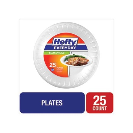 Hefty, Soak Proof Tableware, Foam Plates, 10 1/4in Dia, White, 28PK